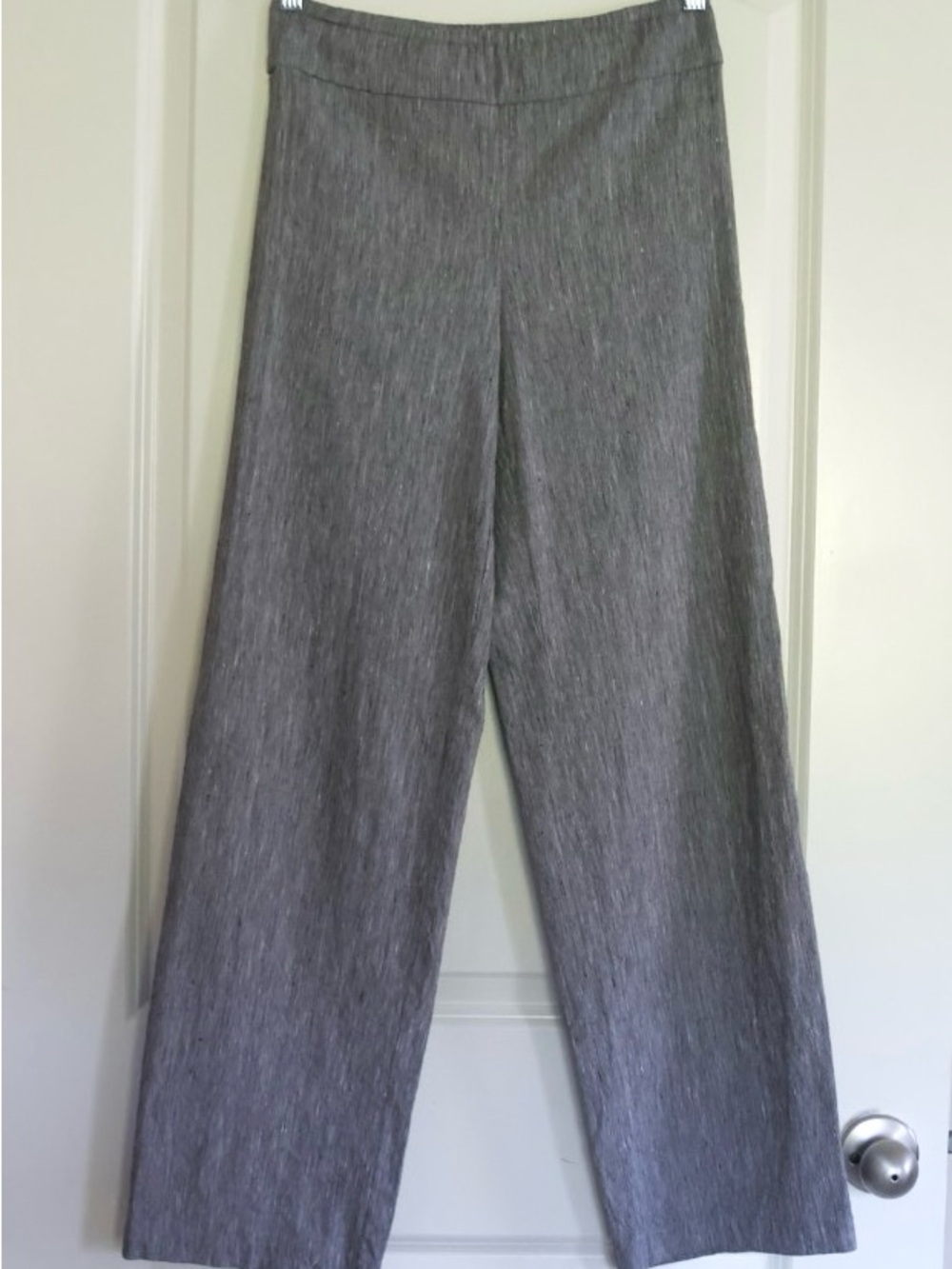 NIC+ZOE Size 4 Gray Linen Blend Pull On Wide Leg Pants